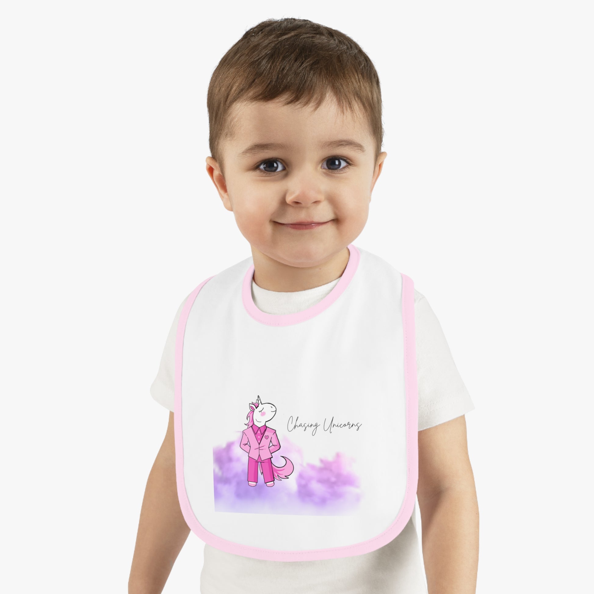 Cute Unicorn Baby Bib with Contrast Trim, Baby Shower Gift, Toddler Feeding Bib, Colorful Baby Accessories, Birthday Present