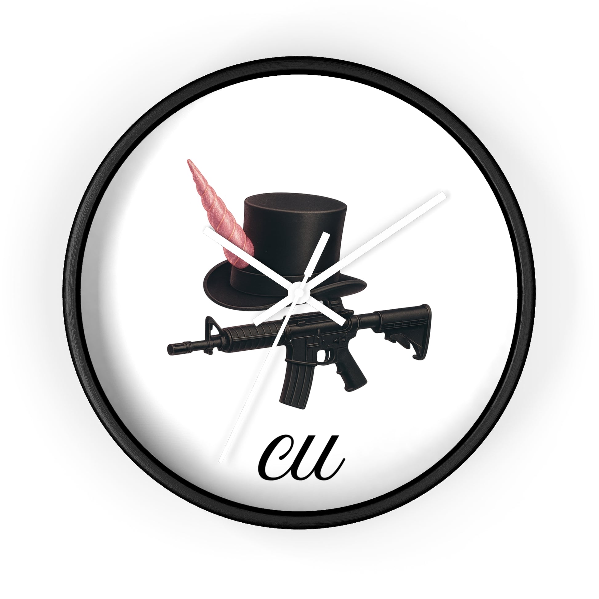 Unique Modern Wall Clock with Hat and Gun Design, Stylish Home Decor, Gift for Gamers, Retro Vibes, Office Wall Art