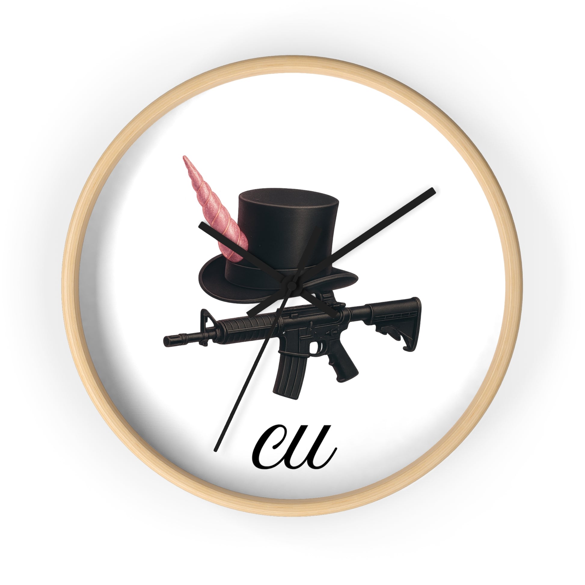 Unique Modern Wall Clock with Hat and Gun Design, Stylish Home Decor, Gift for Gamers, Retro Vibes, Office Wall Art