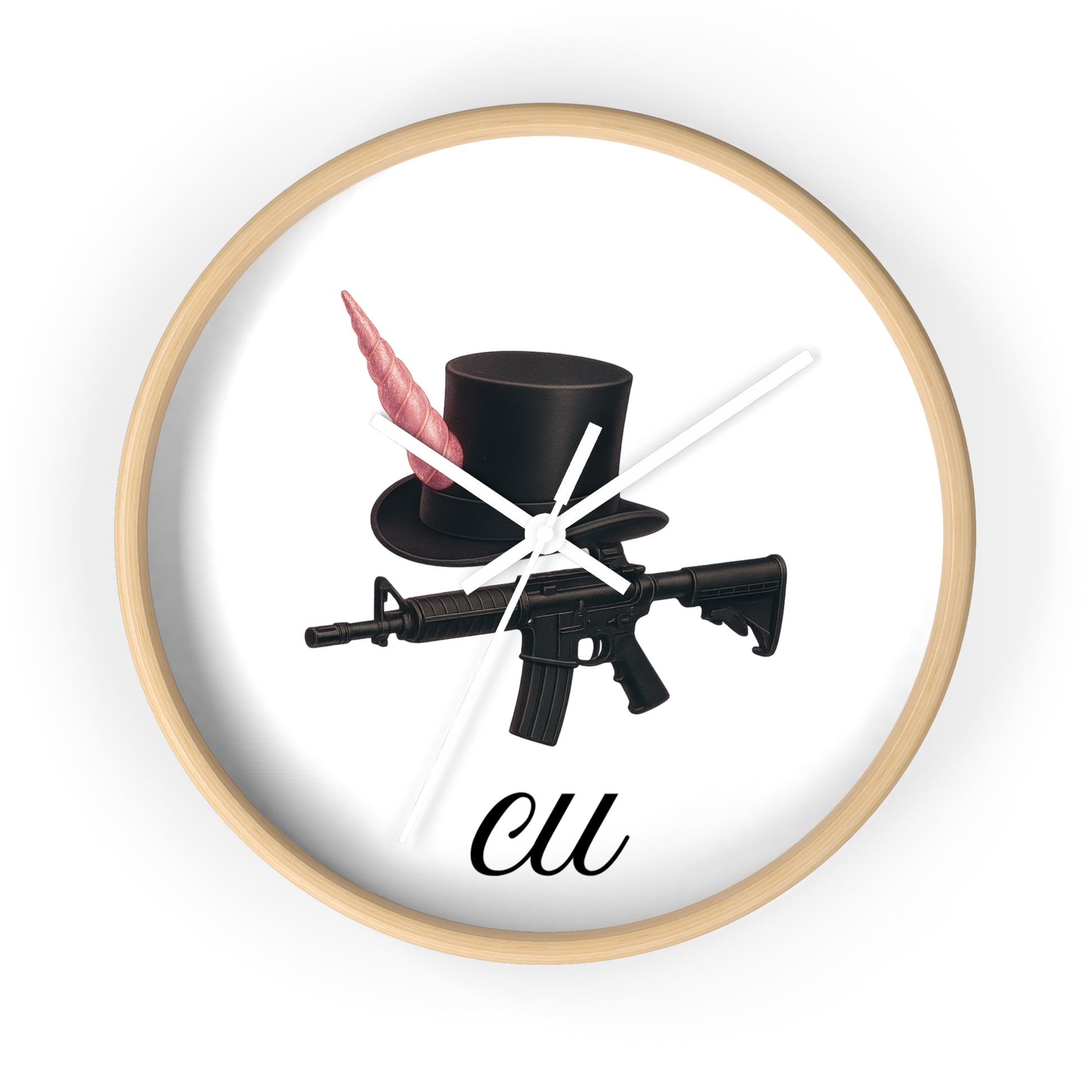 Unique Modern Wall Clock with Hat and Gun Design, Stylish Home Decor, Gift for Gamers, Retro Vibes, Office Wall Art