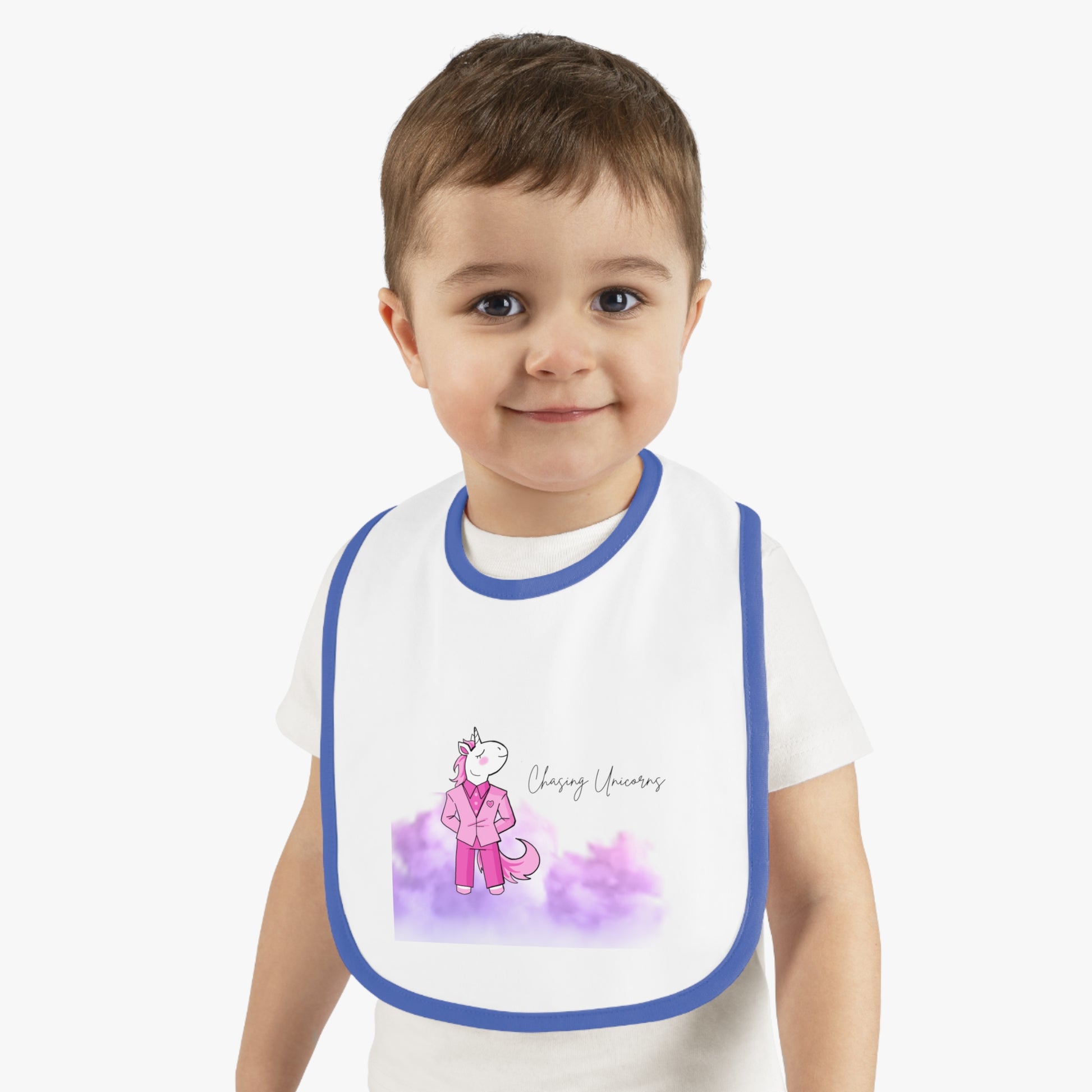 Cute Unicorn Baby Bib with Contrast Trim, Baby Shower Gift, Toddler Feeding Bib, Colorful Baby Accessories, Birthday Present