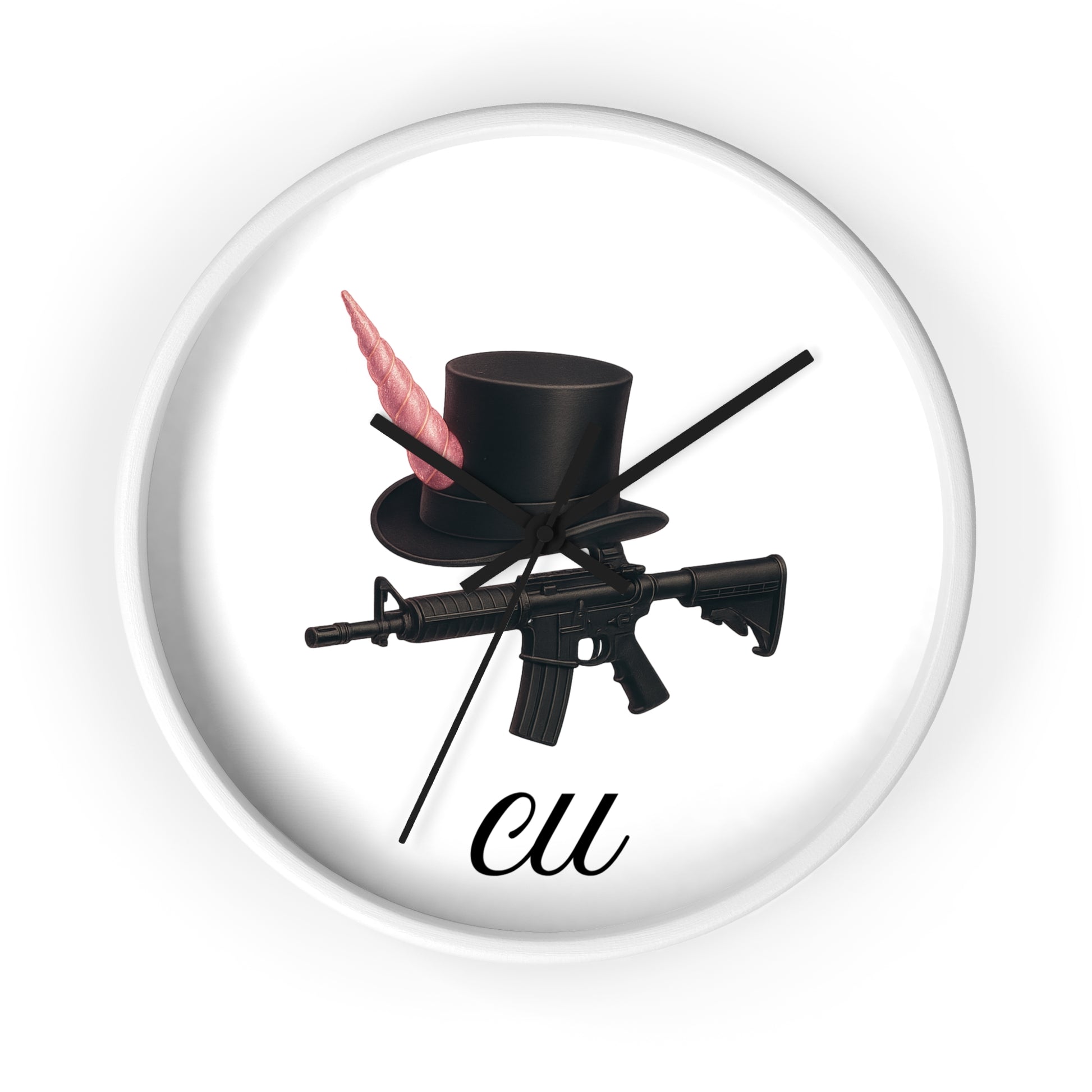 Unique Modern Wall Clock with Hat and Gun Design, Stylish Home Decor, Gift for Gamers, Retro Vibes, Office Wall Art