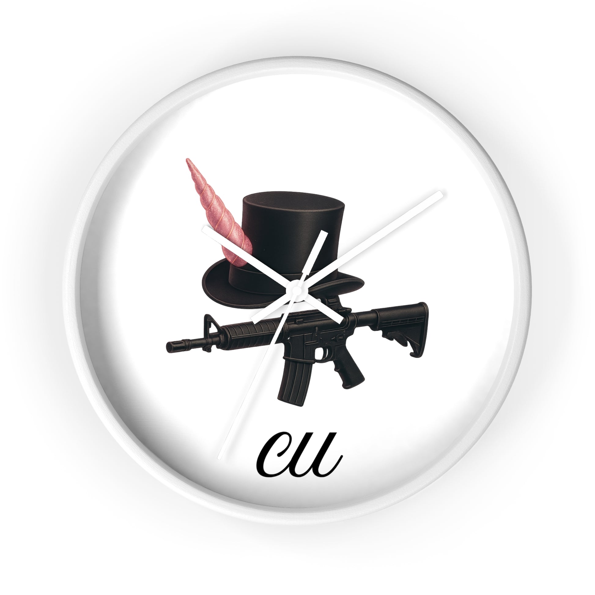 Unique Modern Wall Clock with Hat and Gun Design, Stylish Home Decor, Gift for Gamers, Retro Vibes, Office Wall Art
