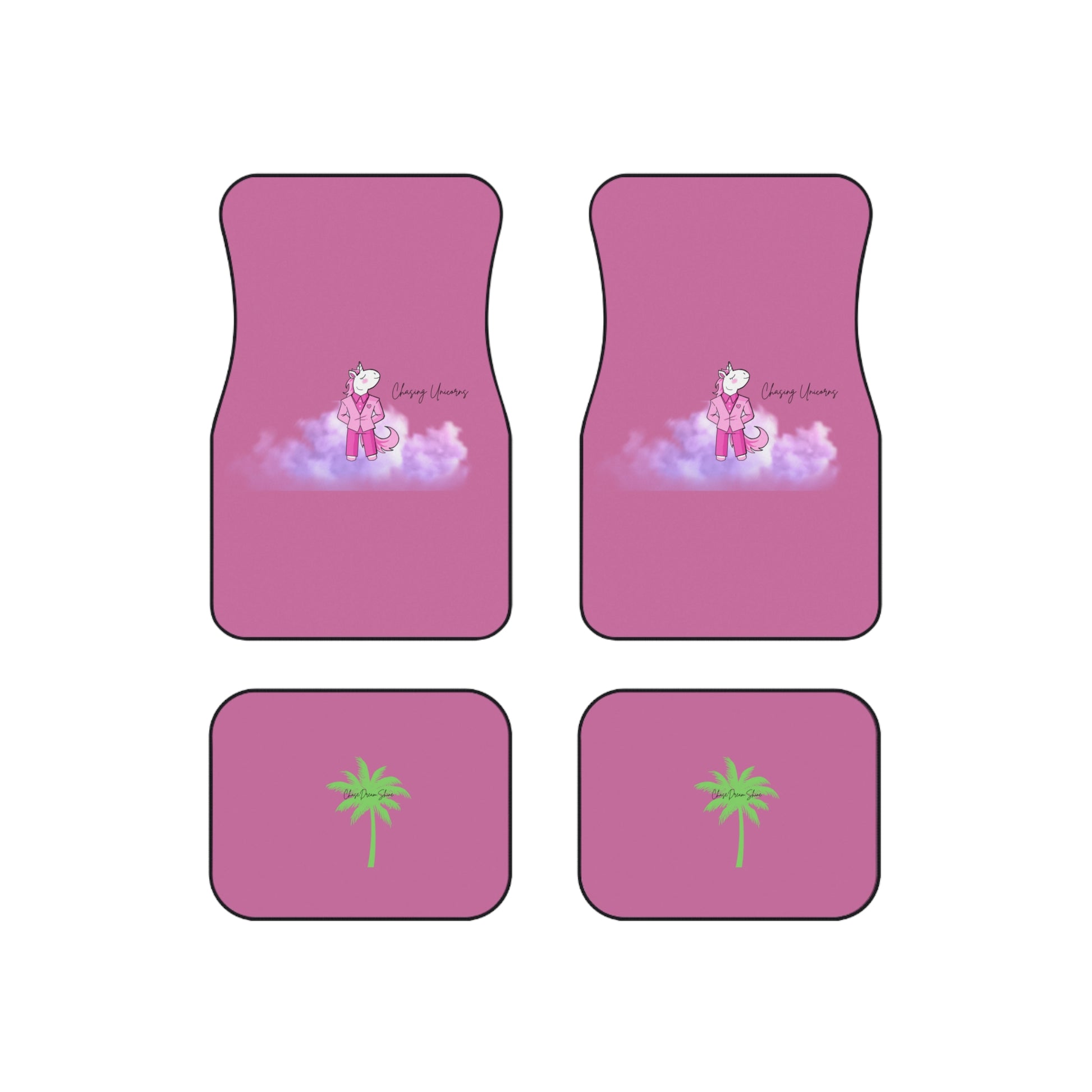 Unicorn-Themed Car Mats - Set of 4, Cute Car Accessories, Fun Gift for Kids, Pink Car Floor Liners, Dreamy Unicorn Decor