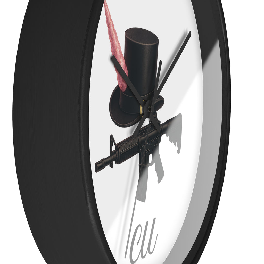 Unique Modern Wall Clock with Hat and Gun Design, Stylish Home Decor, Gift for Gamers, Retro Vibes, Office Wall Art