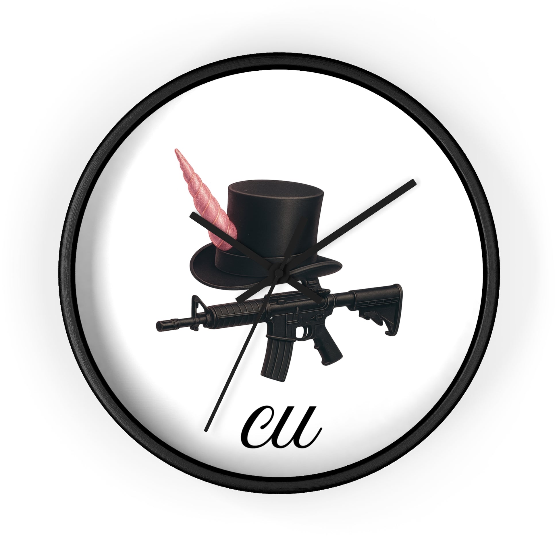 Unique Modern Wall Clock with Hat and Gun Design, Stylish Home Decor, Gift for Gamers, Retro Vibes, Office Wall Art