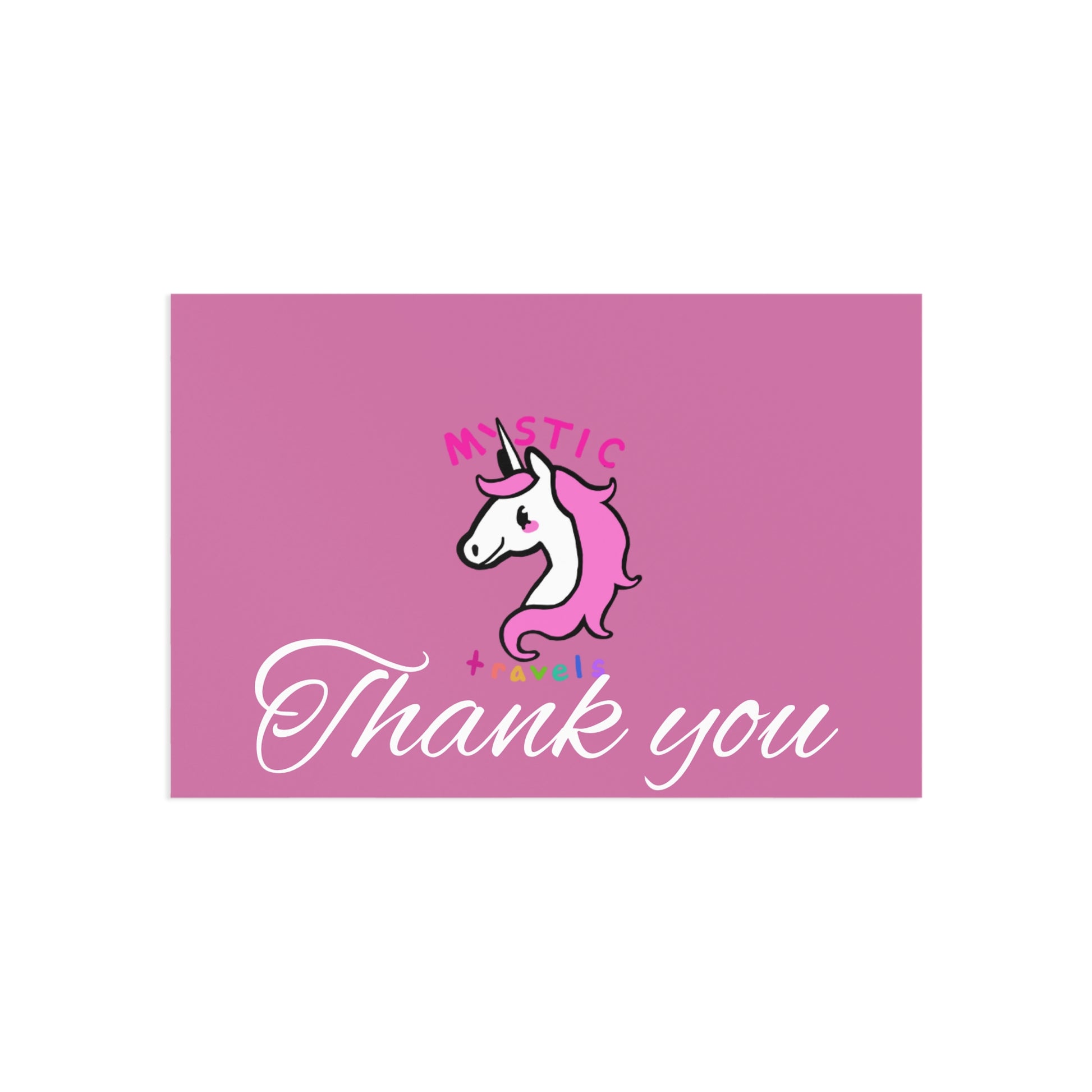Mystical Unicorn Thank You Postcards, Cute Greeting Cards, Magical Art Decor, Kids Party Invites, Unicorn Theme Stationery