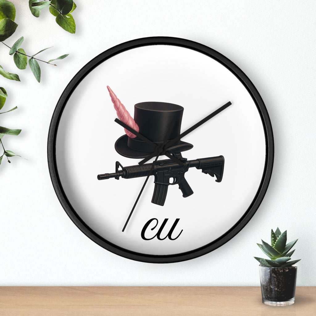 Unique Modern Wall Clock with Hat and Gun Design, Stylish Home Decor, Gift for Gamers, Retro Vibes, Office Wall Art