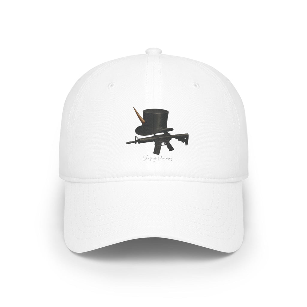 Top Hat & Gun Low Profile Baseball Cap - Casual Wear, Everyday Style, Unique Gift, Hipster Cap, Statement Accessory