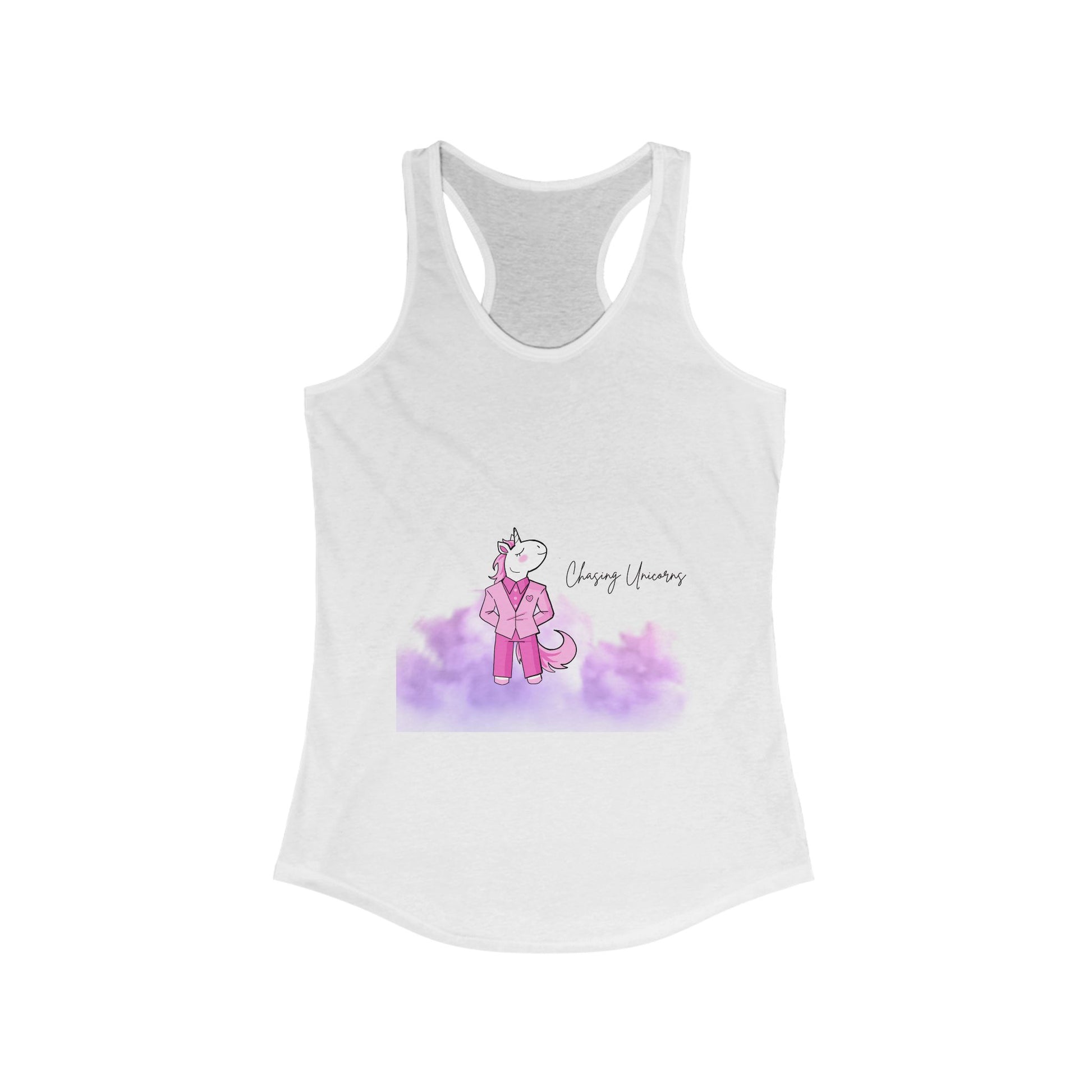 Whimsical Unicorn Racerback Tank - Playful Summer Top, Fitness Wear, Gift for Her, Yoga, Party, Unicorn Lover, Motivational Tee