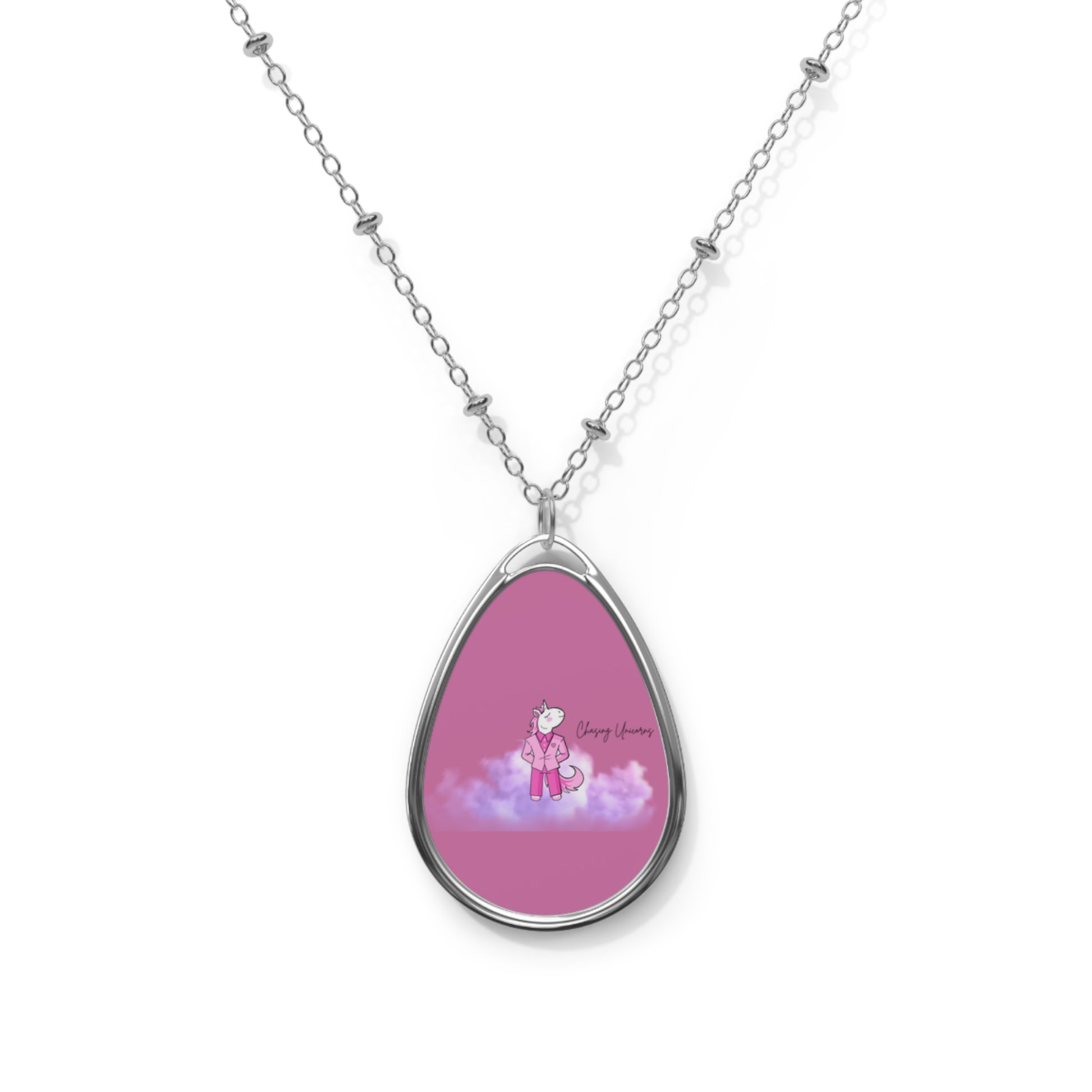 Charming Unicorn Oval Necklace, Whimsical Jewelry, Gift for Girls, Fantasy Accessory, Birthday Celebration, Everyday Wear