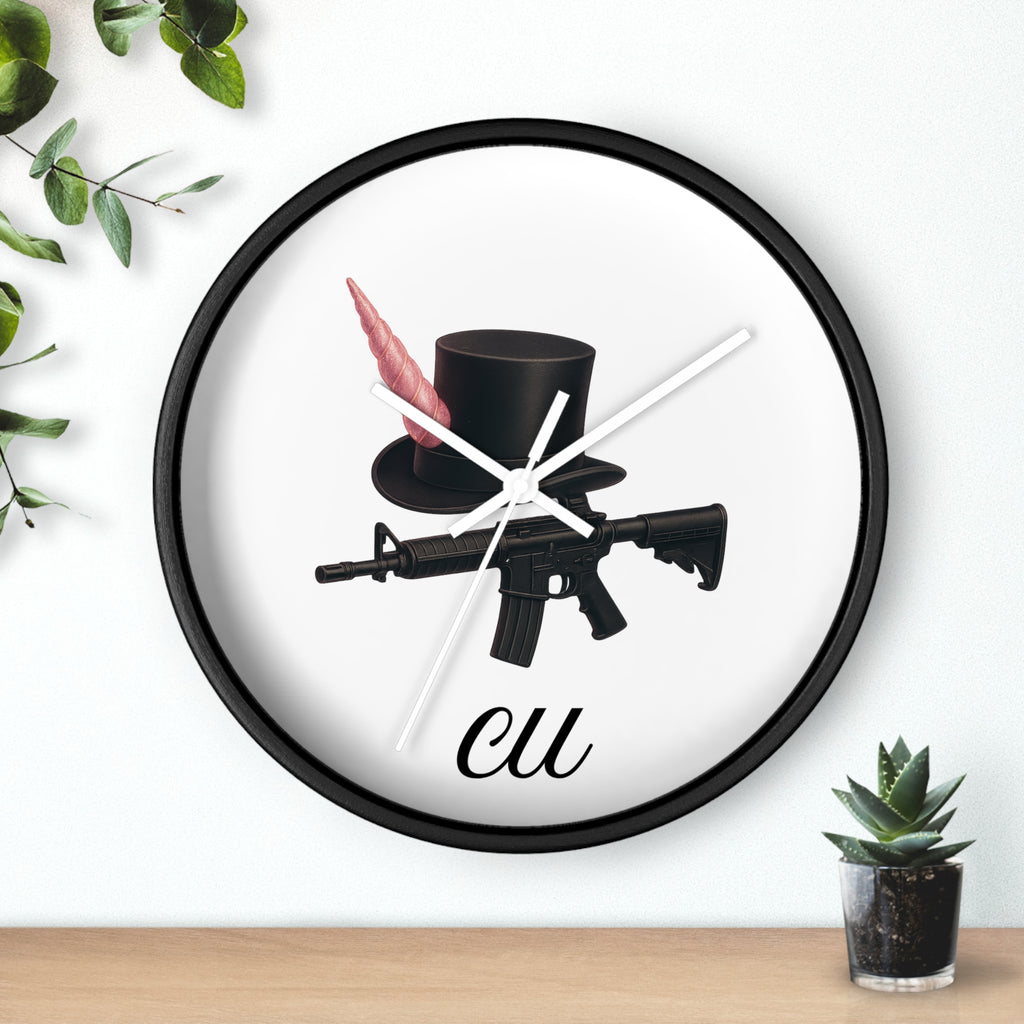 Unique Modern Wall Clock with Hat and Gun Design, Stylish Home Decor, Gift for Gamers, Retro Vibes, Office Wall Art