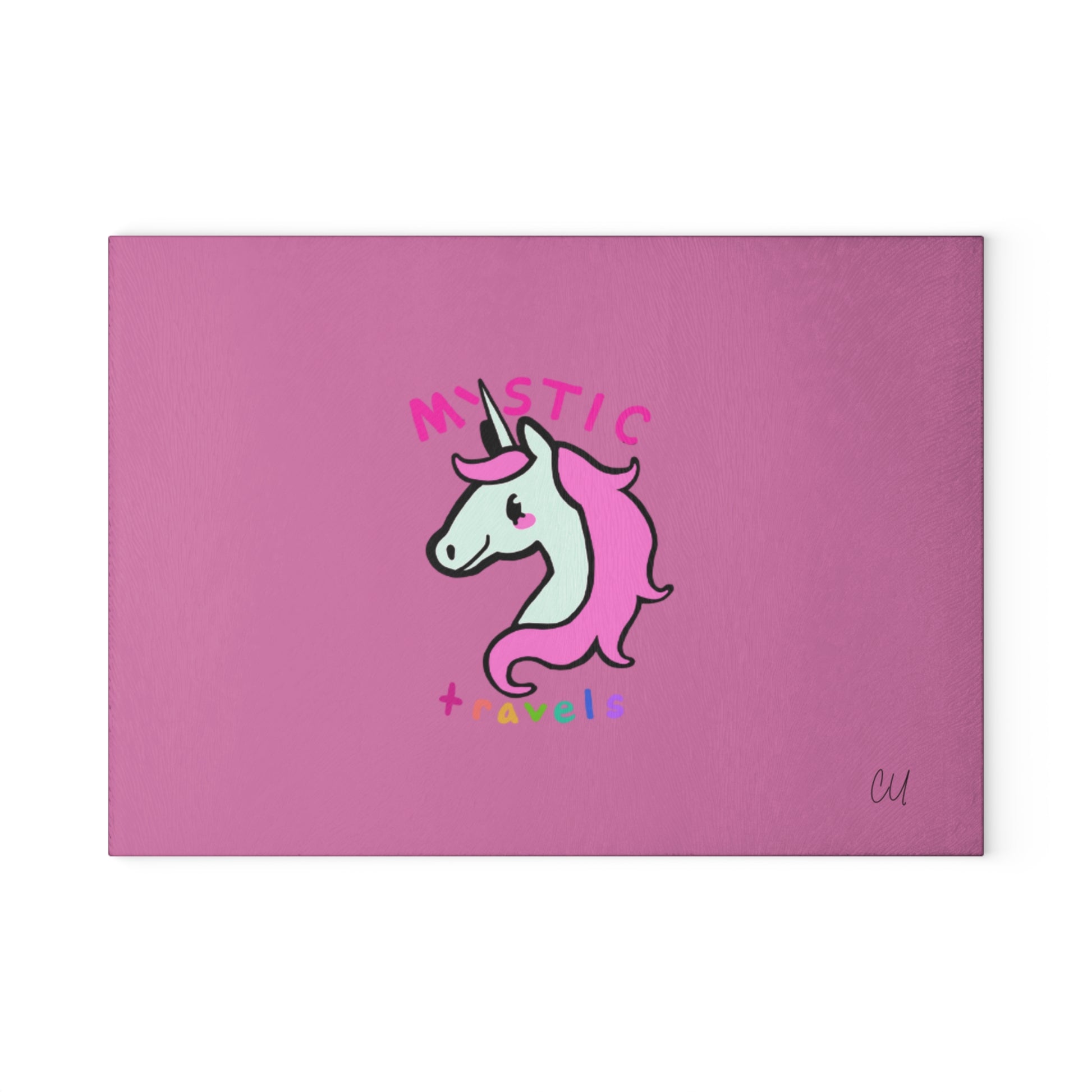 Mystic Unicorn Glass Cutting Board, Kitchen Decor, Unicorn Gift, Whimsical Housewarming Present, Rainbow Cooking Accessory